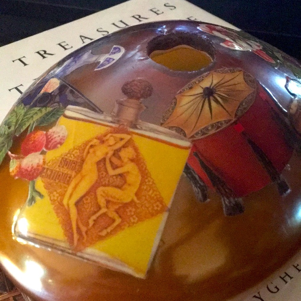 Vintage, handblown glass orb vase. Beautiful amber color.